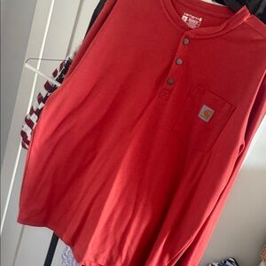 Carhartt Men's Long Sleeve Red Henley